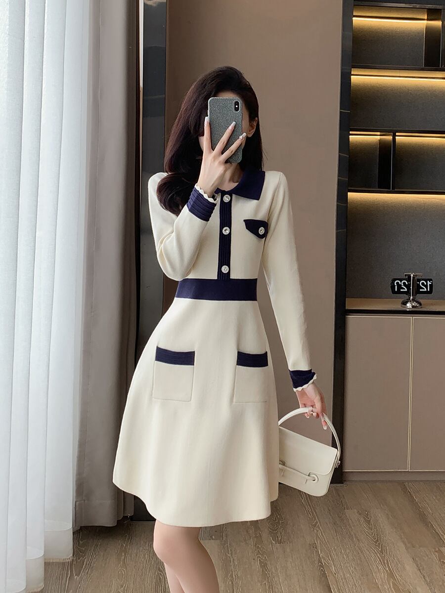 【dress】気質溢れる エレガントニットワンピース　M17475