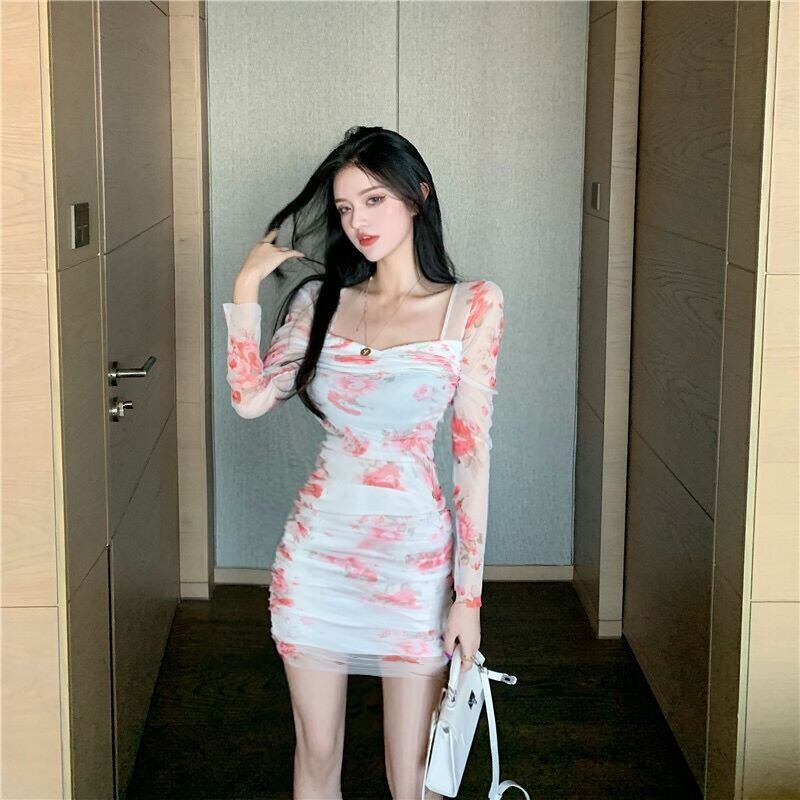 【dress】プリントレースワンピース　M28855