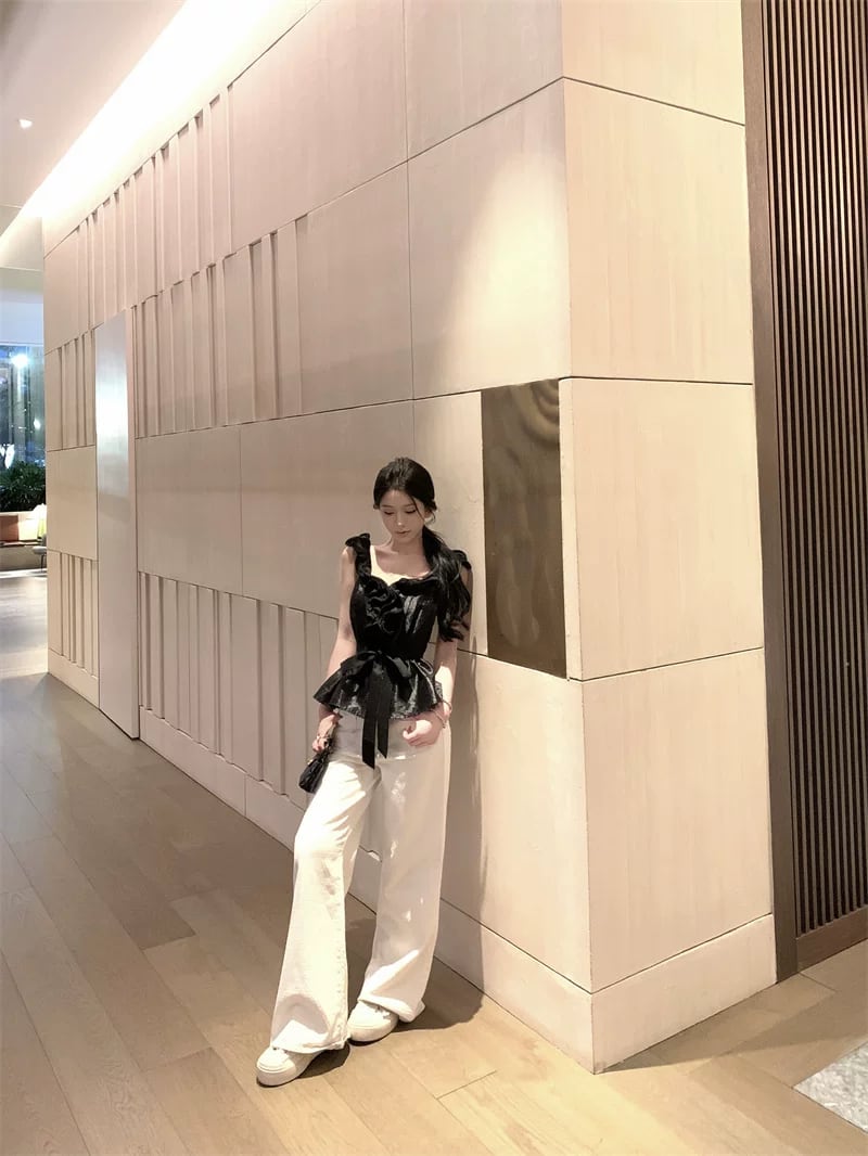 【tops】ノースリーブギャザーフリルトップス Q8517
