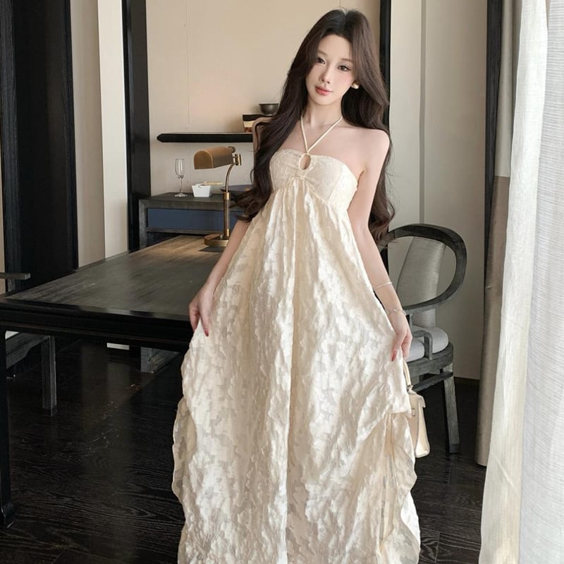 【dress】ホルターネックロングワンピース Q8184