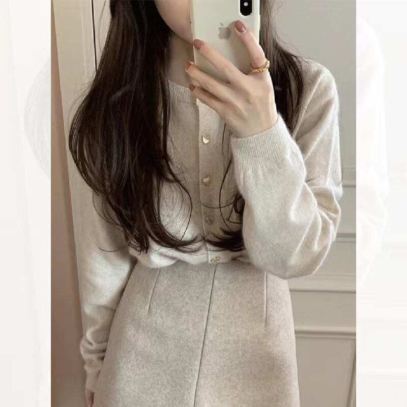 【outer】クルーネックニットカーデ　M19127