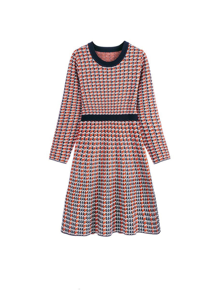【dress】おすすめエレガントジャカードニットワンピース　M17516
