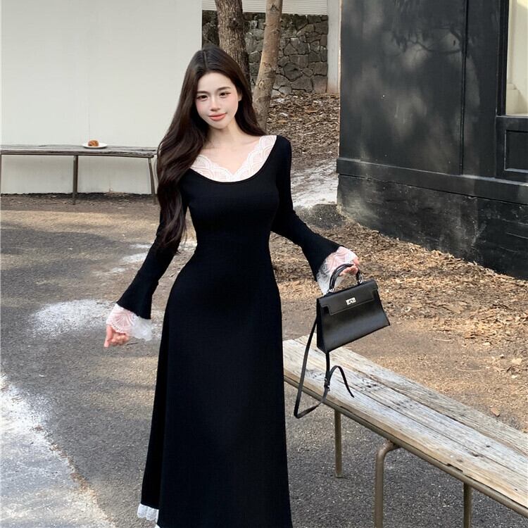 【dress】ボートネックドッキングワンピース　M27957