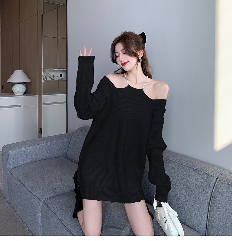 【dress】オフショルダーニットワンピース　M18621