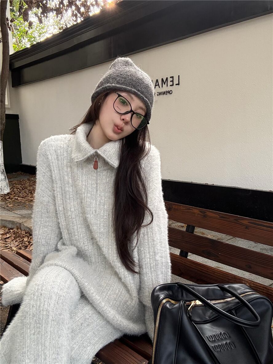 【set】ニットセーター×ワイドパンツセット　M28531