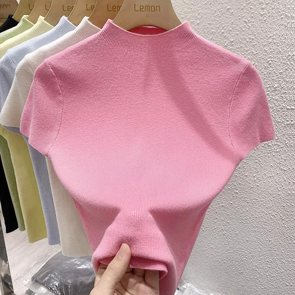 【tops】3色ニットＴシャツF7216