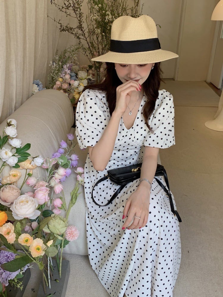【dress】ドット柄ワンピース　M24778