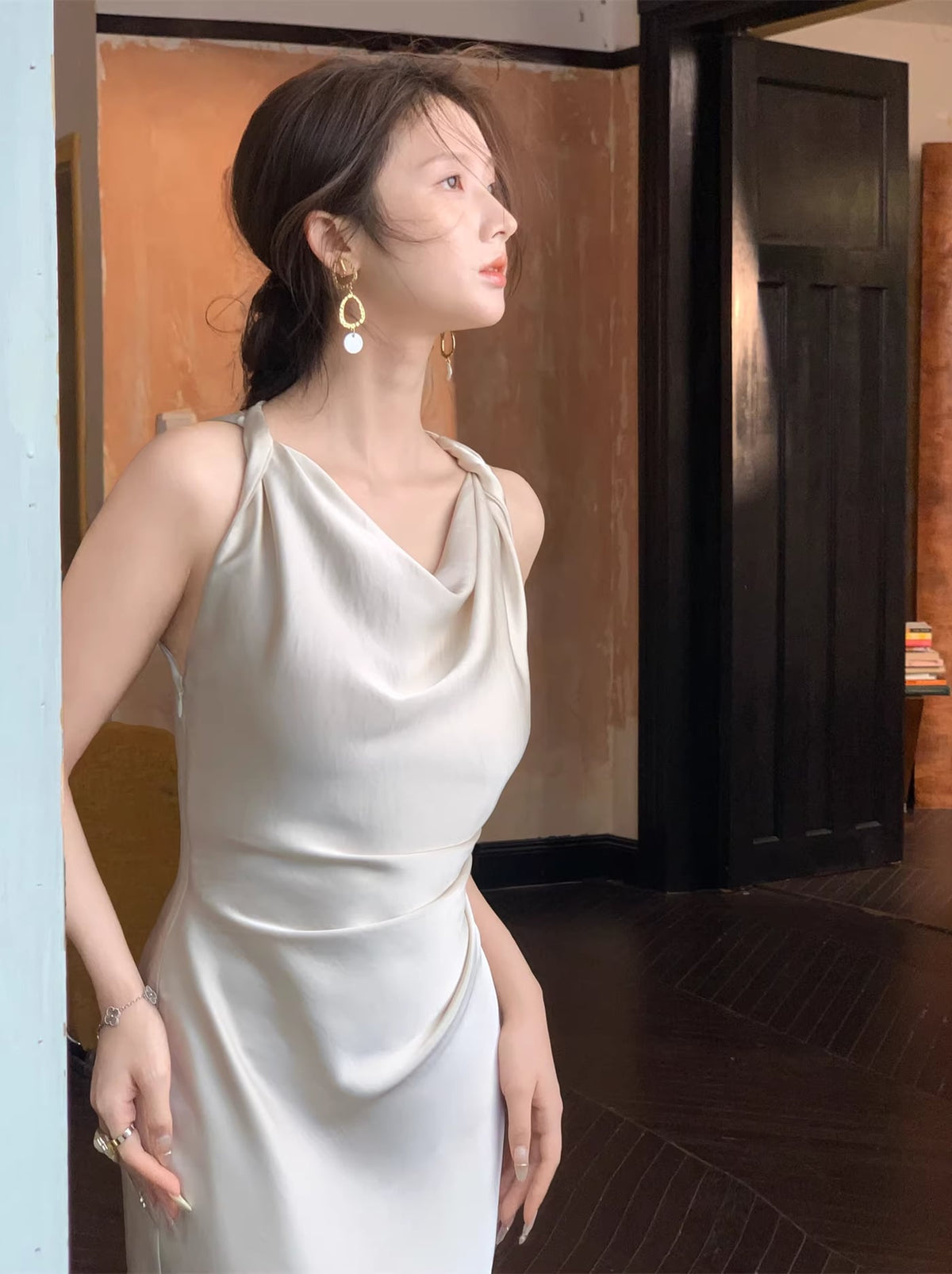 【dress】ノースリーブロングワンピース Q7983