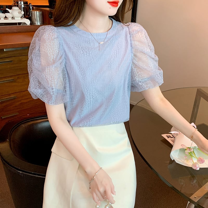 【tops】レースパフスリーブ ブラウスG21542