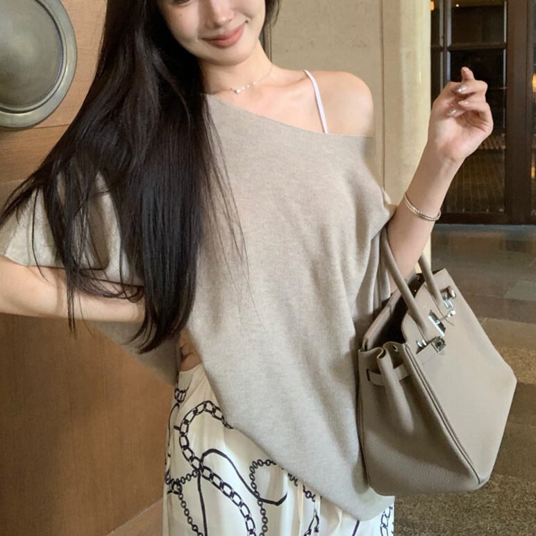 【tops】ニットTシャツ　M24593