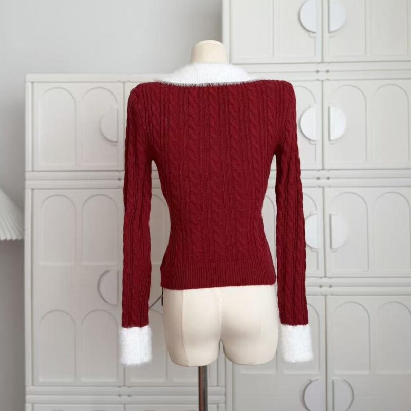 【tops】ファードッキングニットトップス Q7627