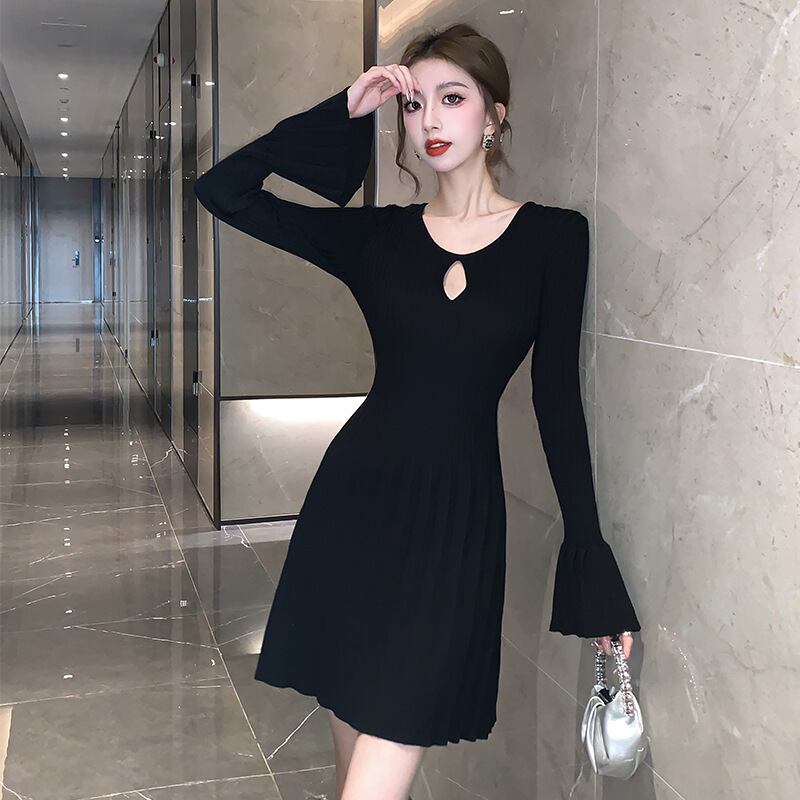 【dress】プリーツニットワンピース　M18856