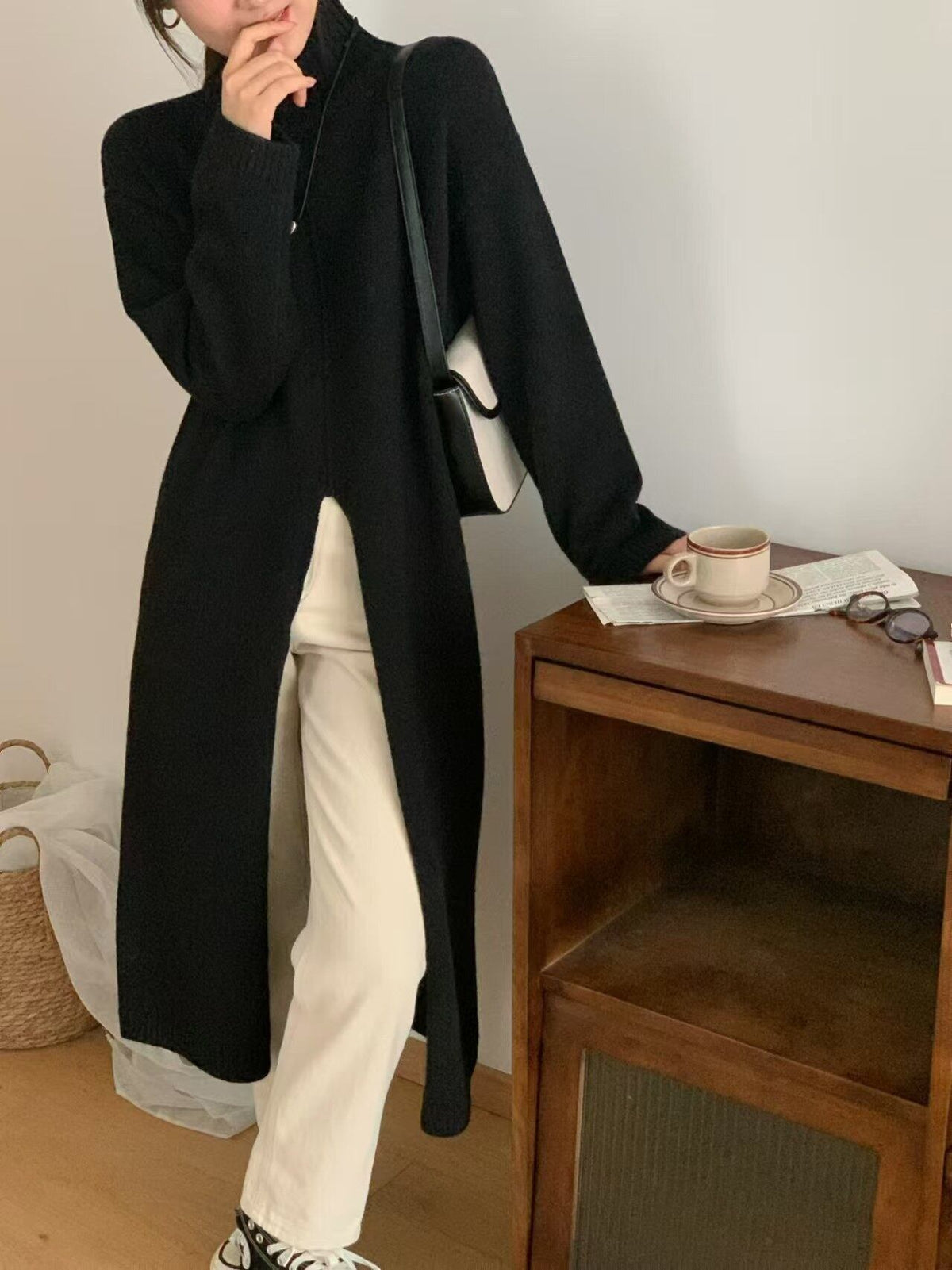 【dress】スリットニットワンピース　M26246