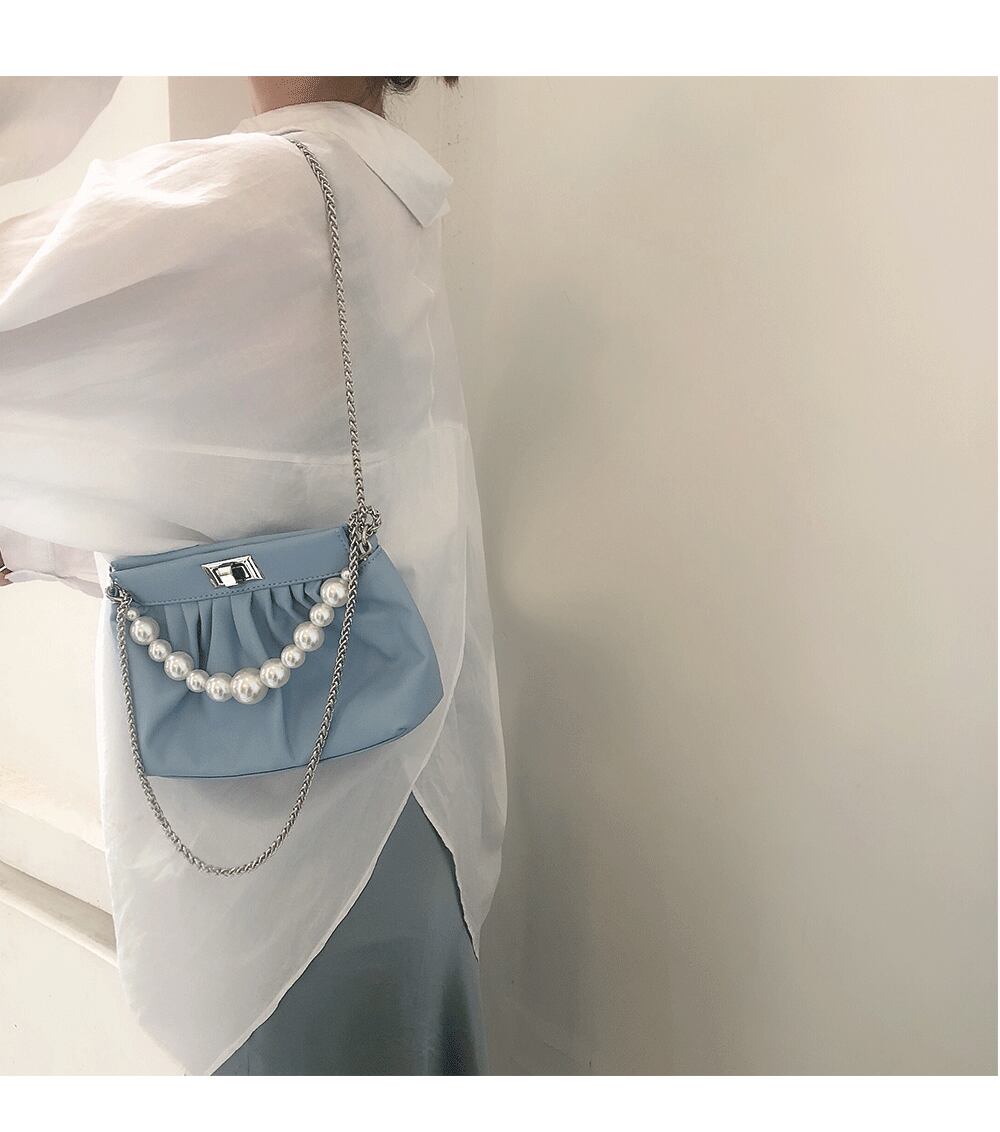 【小物】美人度アップ  高級感 ファッション肩掛け斜め掛パールけジッパーバッグ