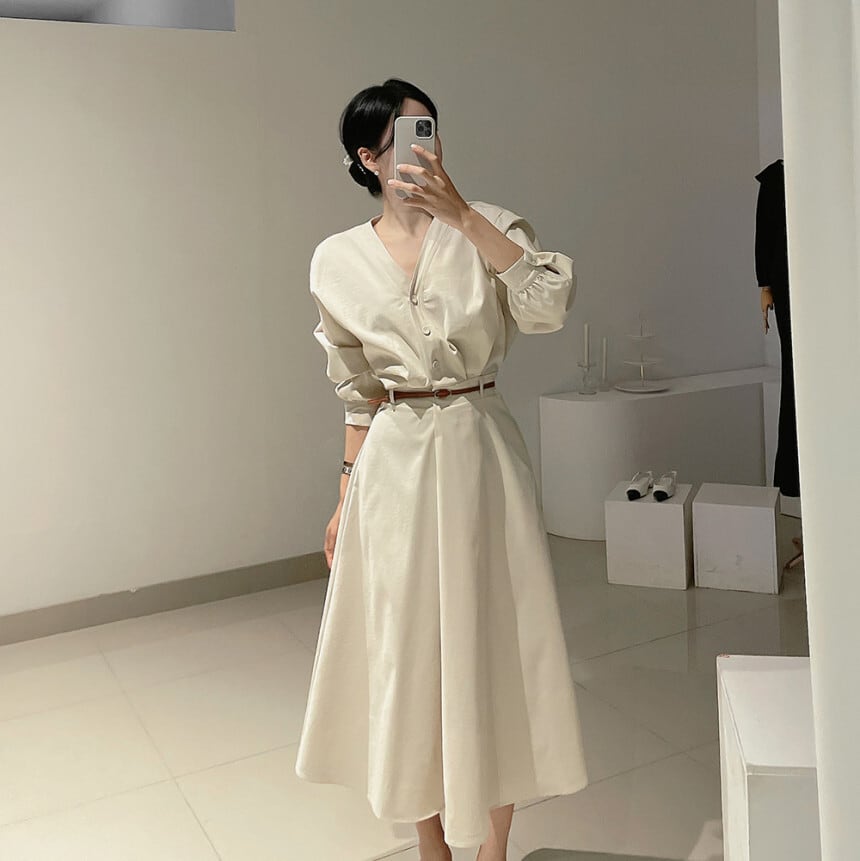 【dress】OL、通勤ワンピースベルト付き　M29620