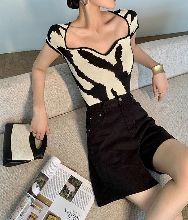 【tops】スクエアネックニットTシャツG20103