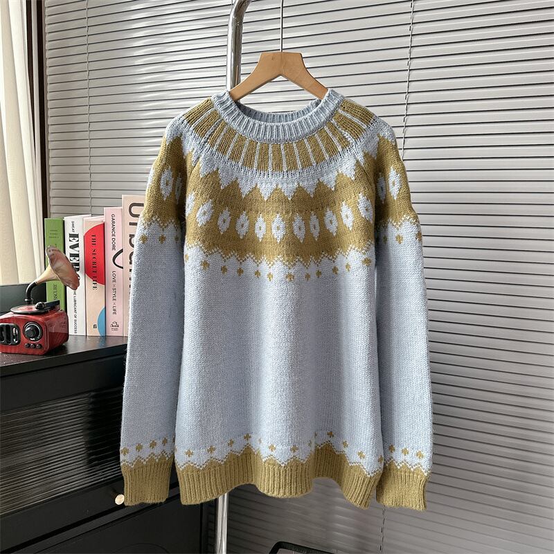 【tops】ジャカードニットセーター　M18558