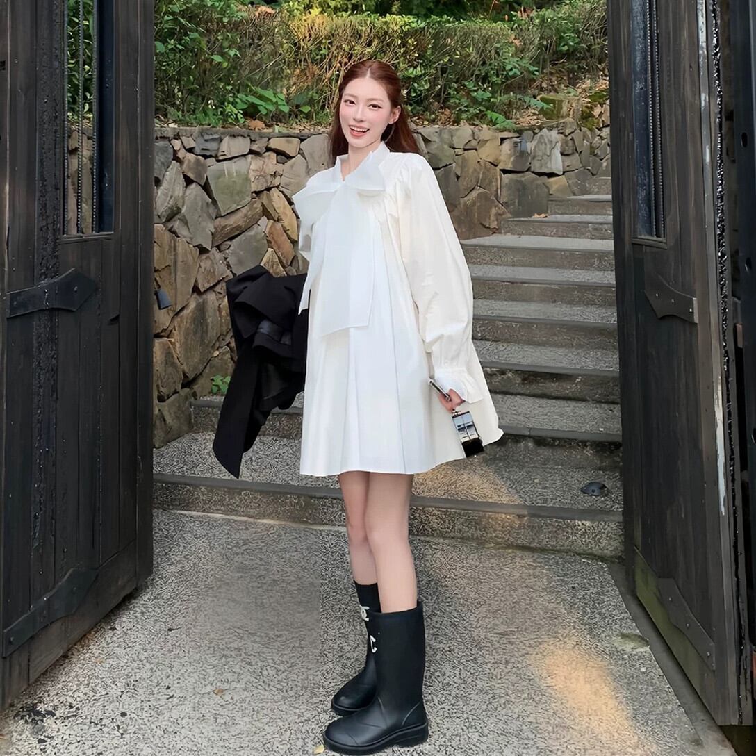 【dress】ビッグリボンシャツワンピース　N3412