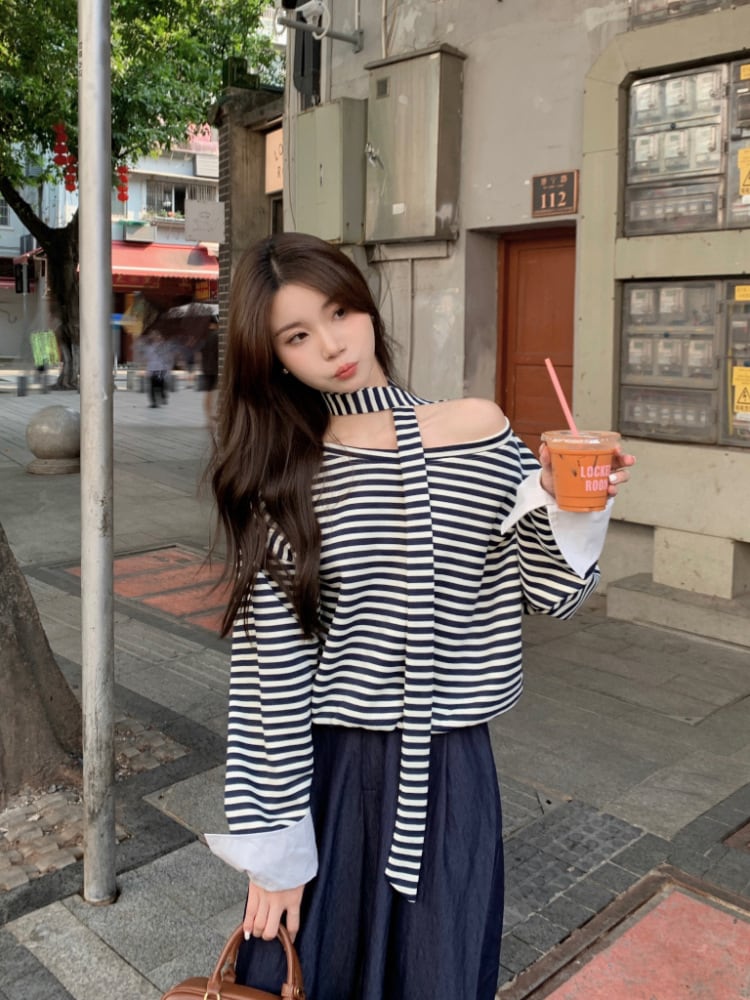 【tops】切り替え長袖Tシャツ　M29576