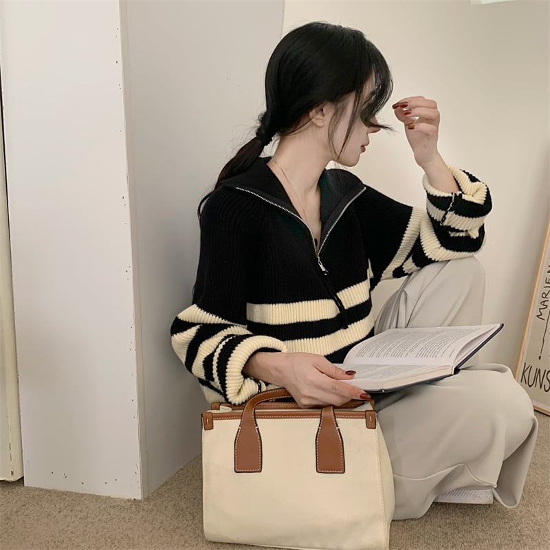 【tops】ボーダー柄ニットセーター　M26978