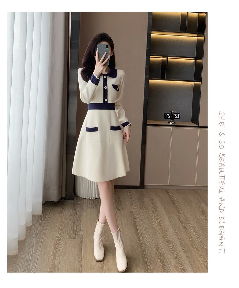 【dress】気質溢れる エレガントニットワンピース　M17475