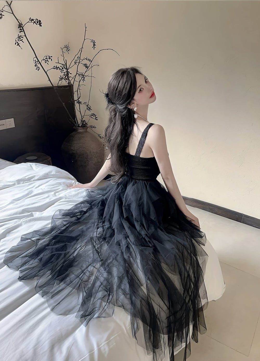 【dress】イレヘムチュールキャミワンピース Q7575