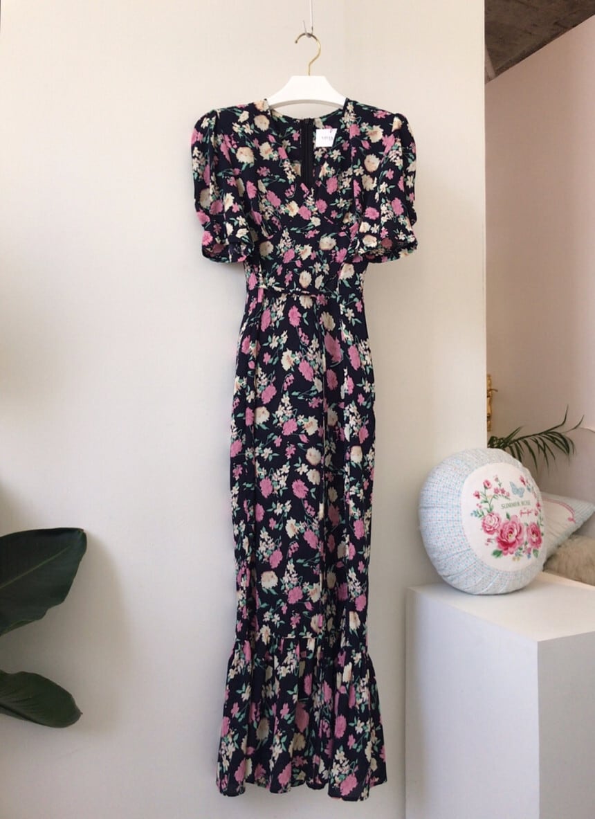【dress】花柄スリットワンピース　M24720