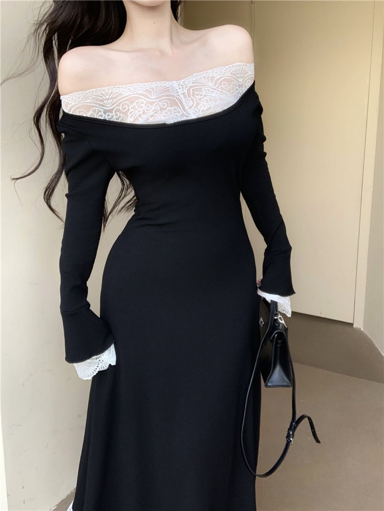 【dress】ボートネックドッキングワンピース　M27957