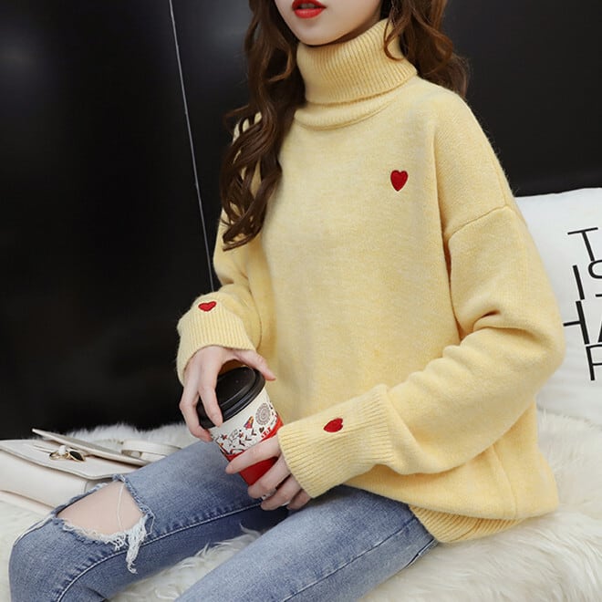 【tops】ハート柄ニットセーター　M26739