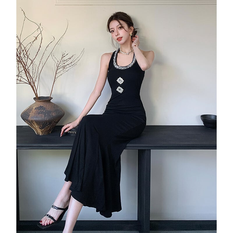 【dress】ビジューホルターネックワンピース　M29726