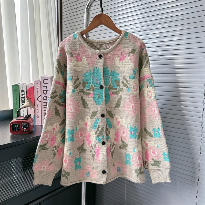 【outer】プリントニットカーデ　M25873