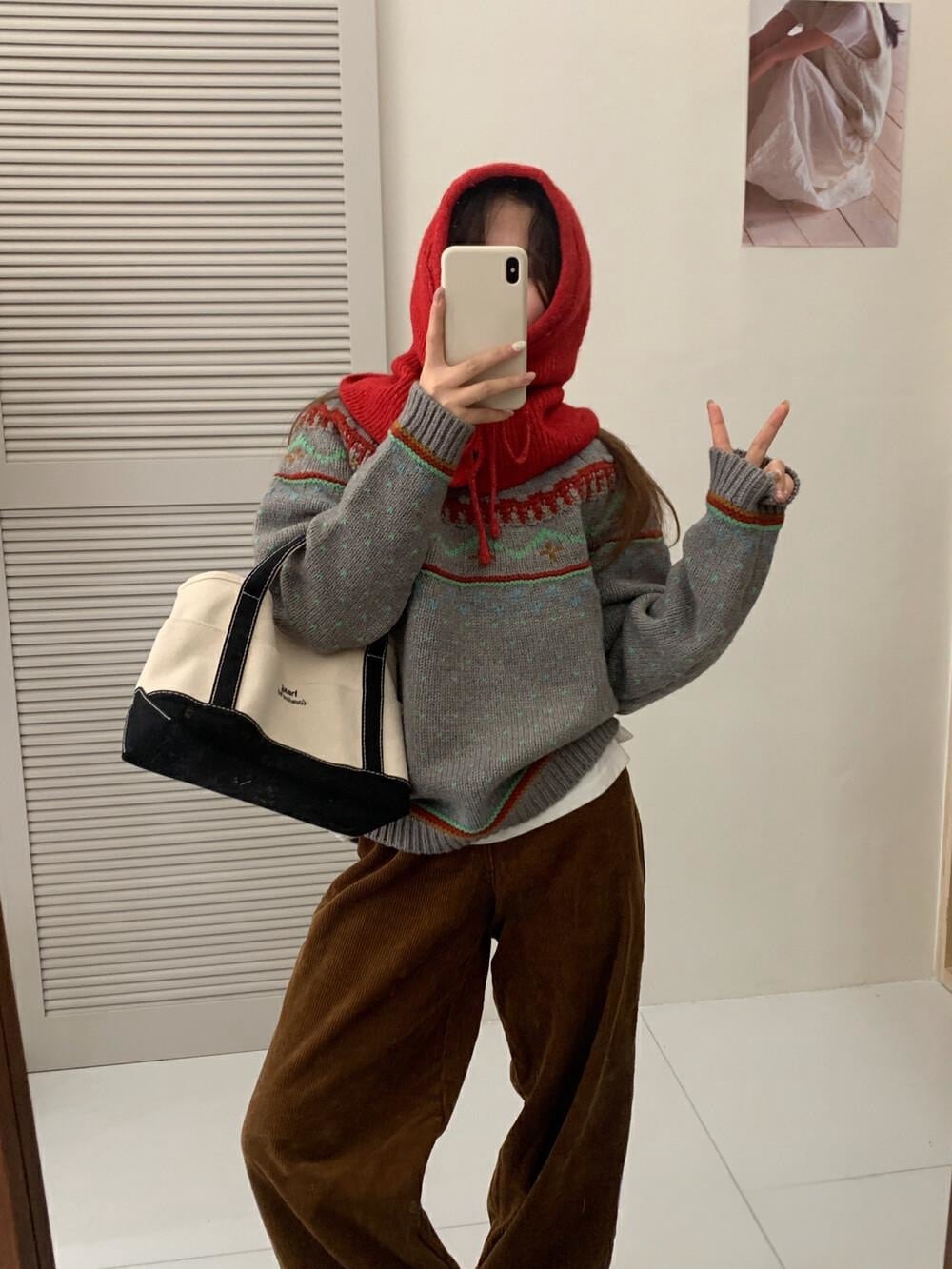 【tops】ジャカードニットセーター　M27107