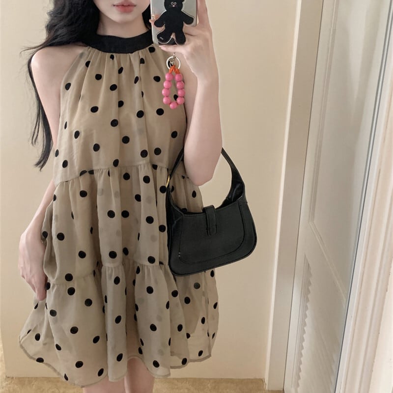 【dress】ノースリーブドット柄ワンピース　M24615