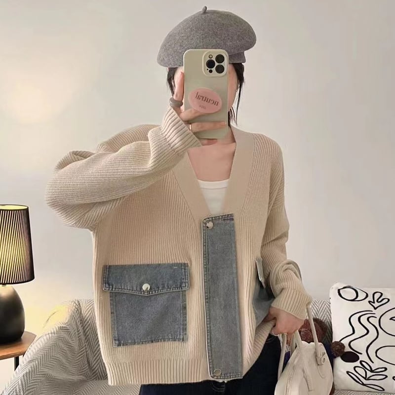 【outer】デニムドッキングカーディガン Q6371