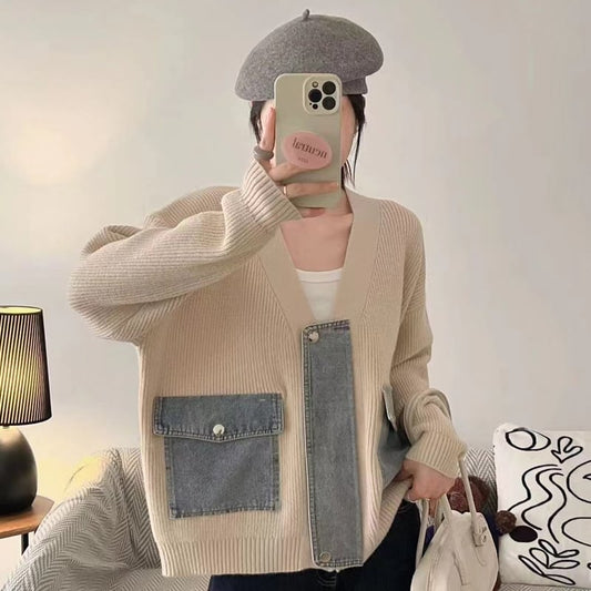 【outer】デニムドッキングカーディガン Q6371