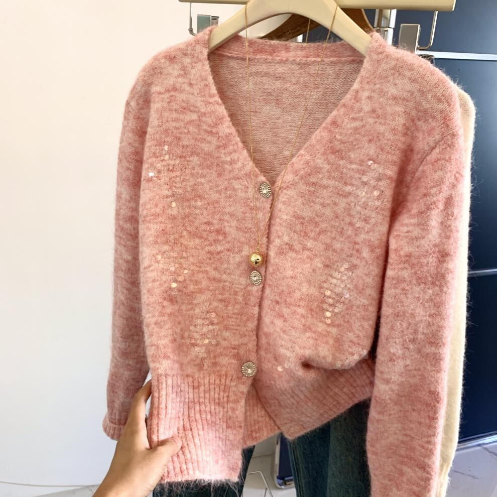 【outer】スパンコールニットカーデ　M29266