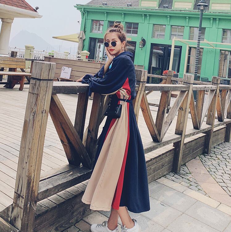 【dress】気質満点POLOネックスウィート長袖デザイン着痩せワンピース G1510