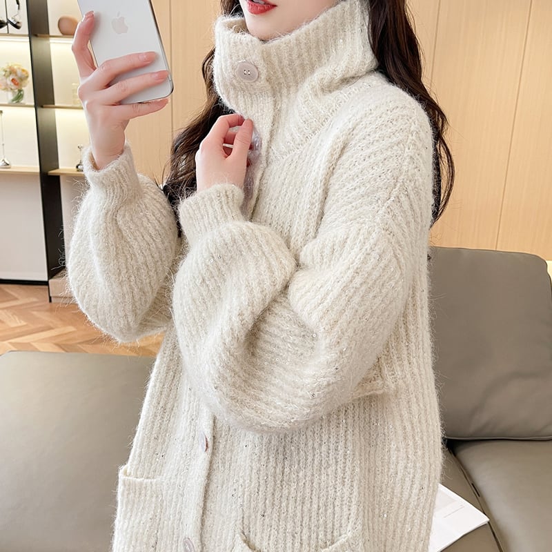 【outer】ロングニットカーディガン Q7191