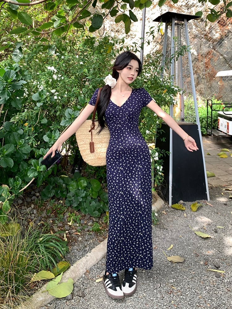 【dress】Vネック花柄ワンピース G21570