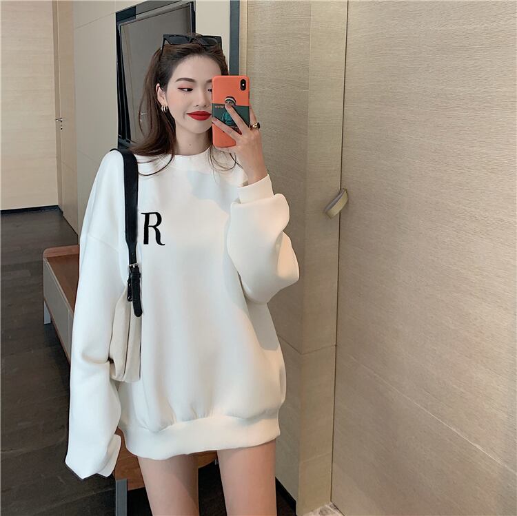 【tops】オシャレ度満点〜気質満点トップス長袖英字柄ラウンドネックINS風パーカー G9174