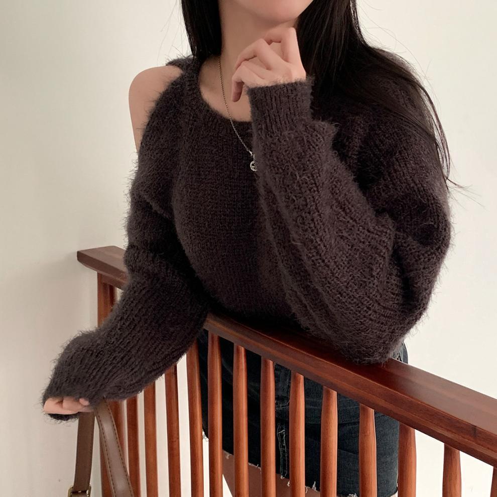 【tops】オフショルダーニットセーター　M26349