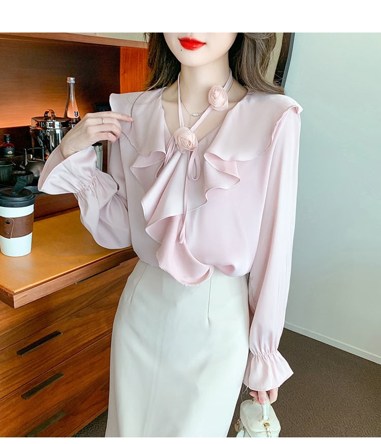 【tops】フリルシャツトップス　M25769