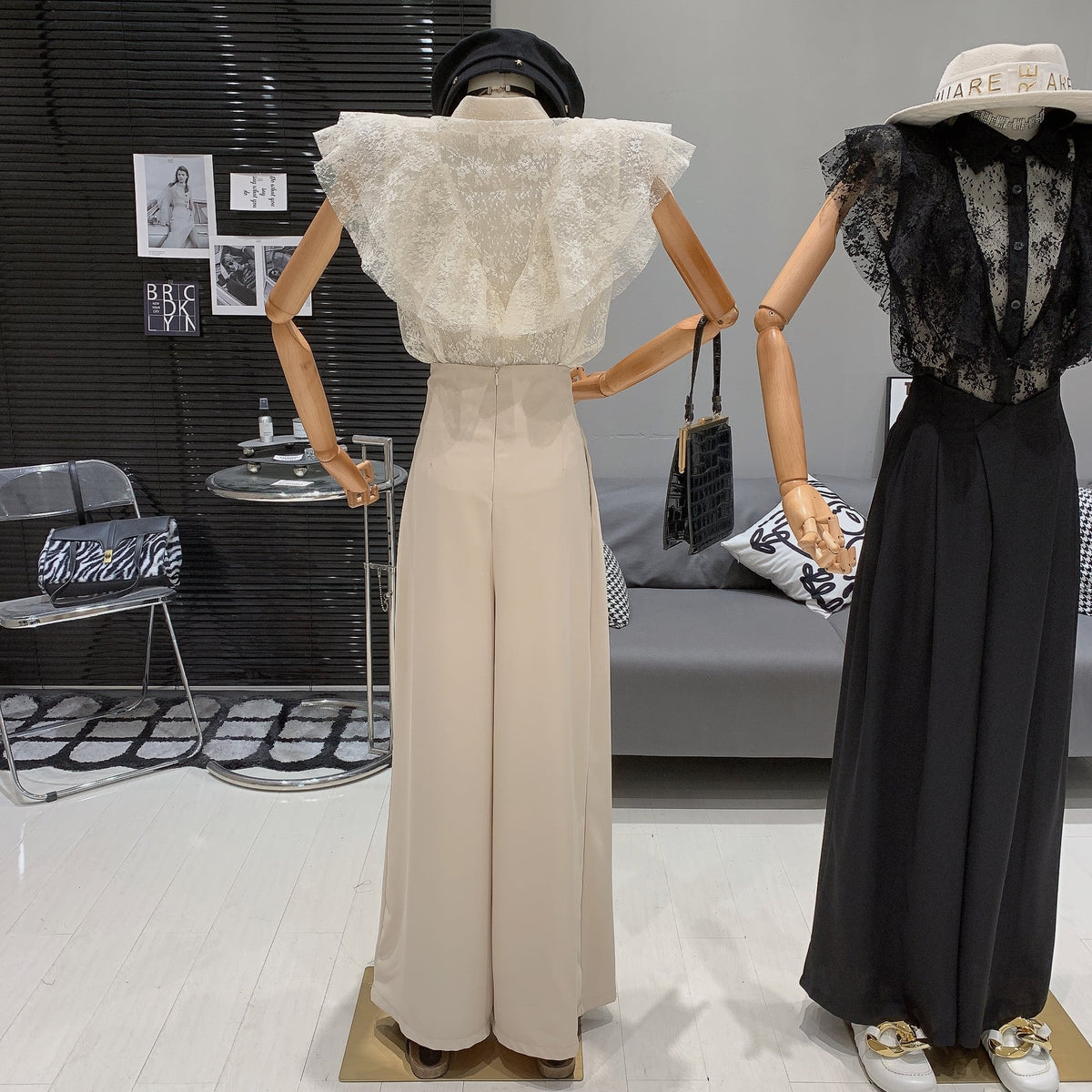 【set】フリルブラウス×ワイドパンツセット　M25019