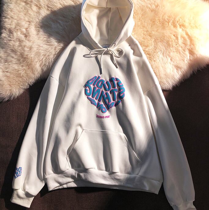 【tops】韓国ファッションINS風フード付き長袖英字柄配色ゆったり着回しF0805