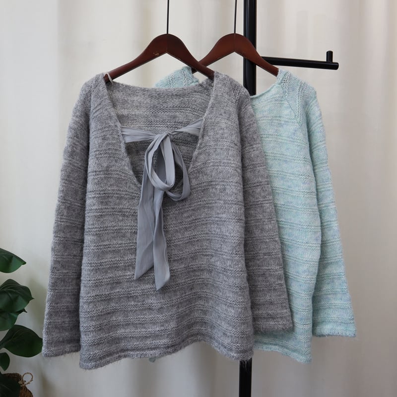 【tops】バックリボン付きニットセーター　M26077