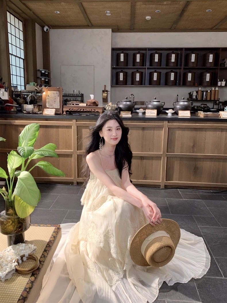 【dress】ティアードロングキャミワンピース Q8358