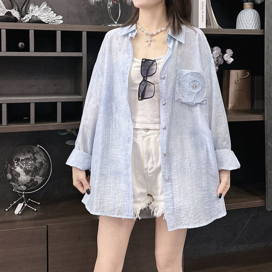 【tops】2色POLOネック長袖ブラウスF8027