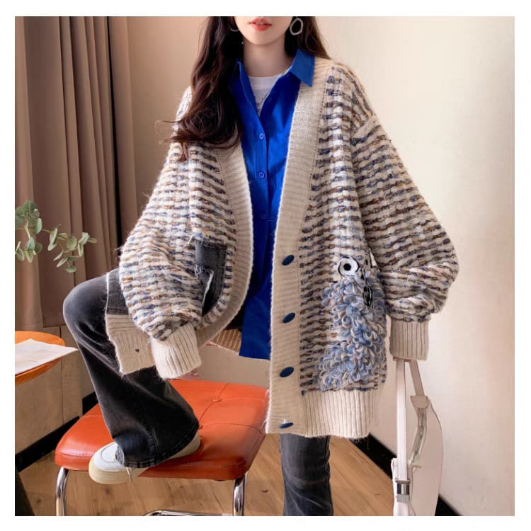 【outer】Vネックニットカーデ　M25755