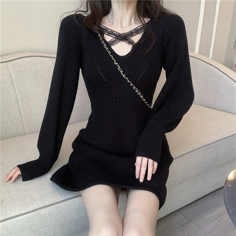 【dress】ニットミニワンピース 　N2265