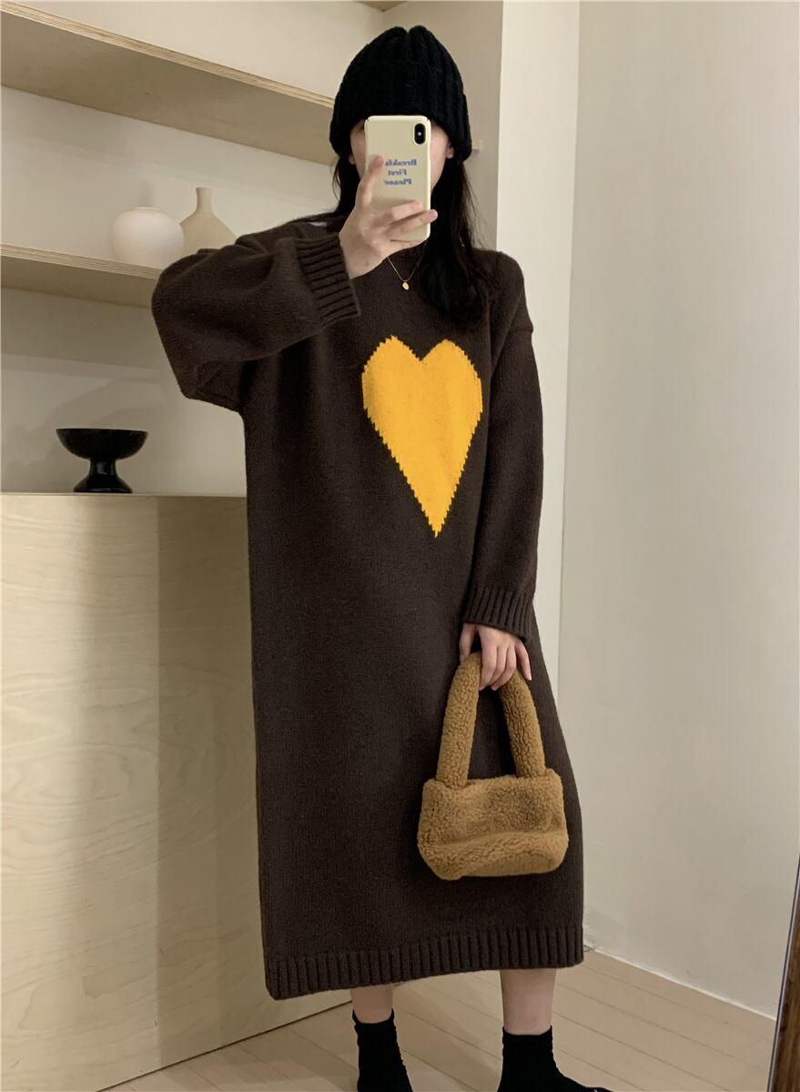 【dress】ハート柄ニットワンピース 　N2240